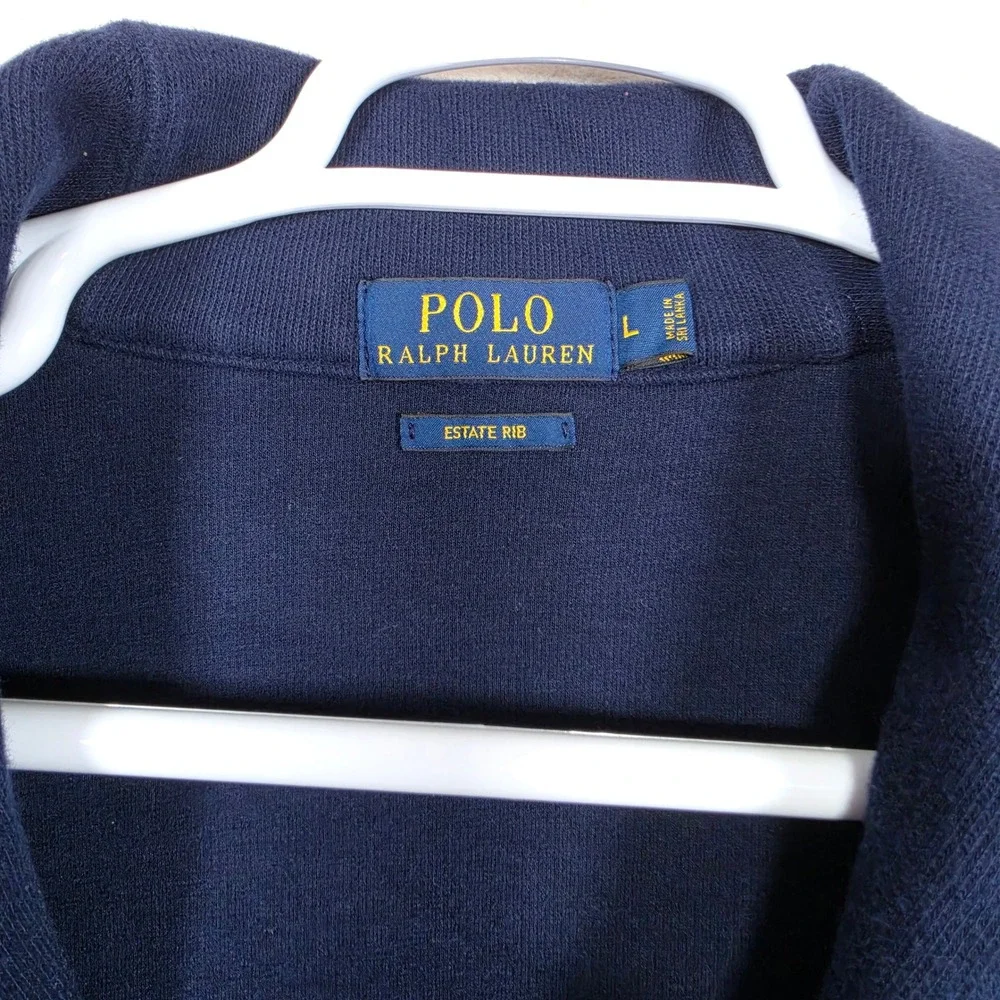 Polo Ralph Lauren Estate Rib Shawl Cardigan Men's L Navy Cotton Preppy